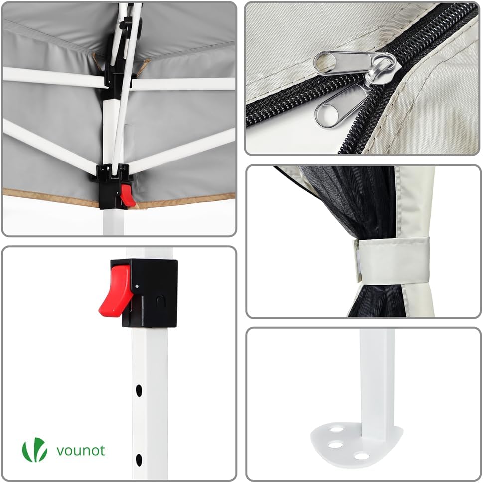 VOUNOT - tonnelle jardin extérieur - 3.6x3.6m - moustiquaire, acier, toit double, anti-UV