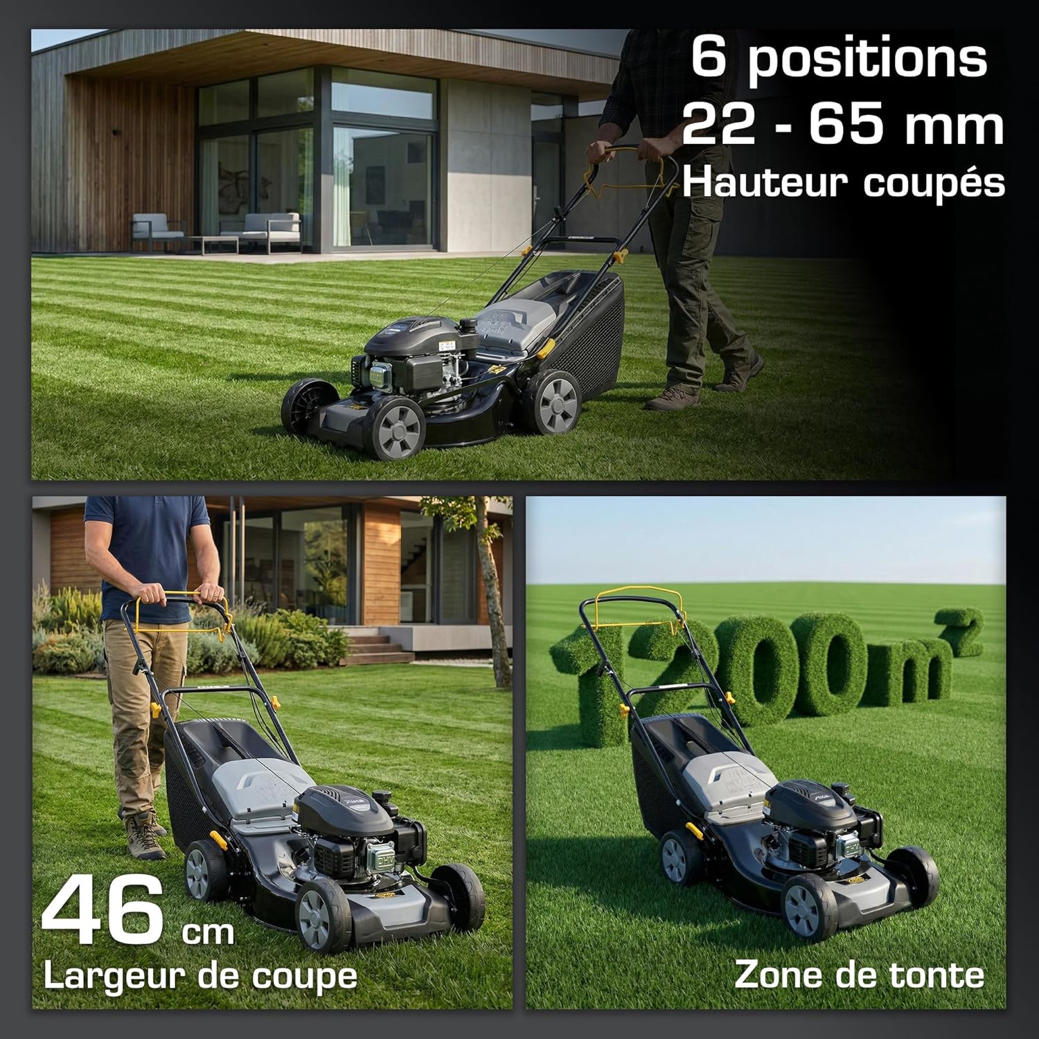 Alpina AL4 46 SA Tondeuse Thermique, 125 cm³, 46 cm – Bac 60 l, Autotractée – Pelouses jusqu'à 1 200 m²