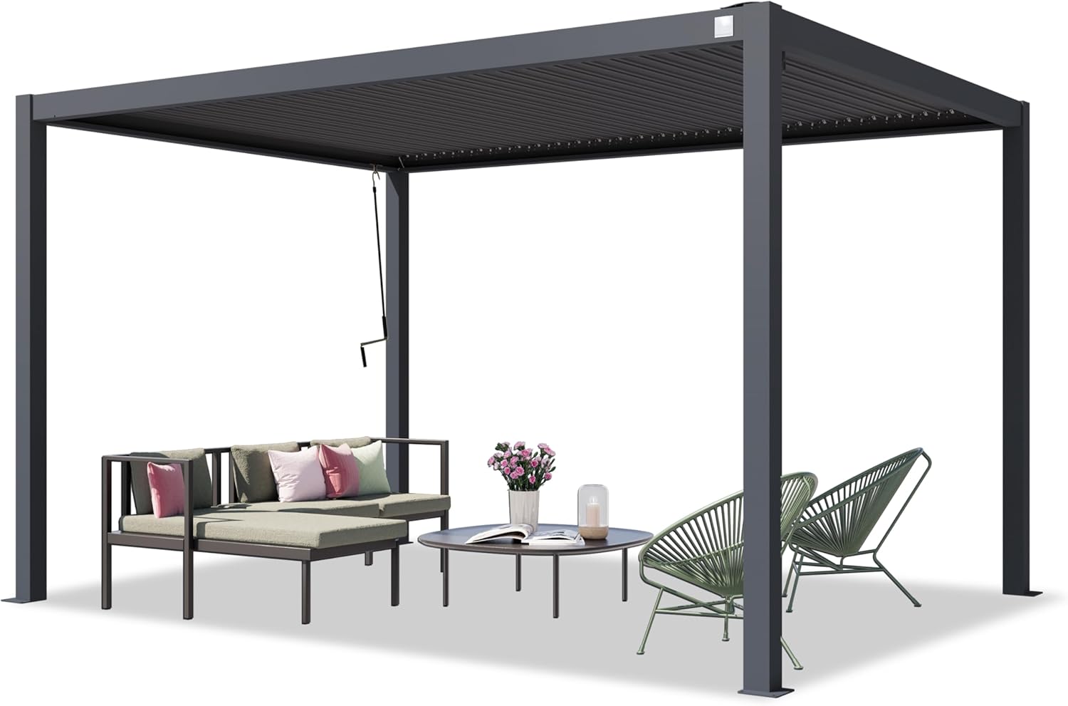 PRIMEYARD - Pergola aluminium série lames acier 3x4m anthracite