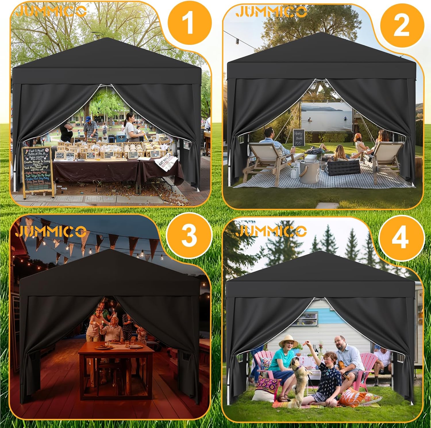 JUMMICO - tonnelle pliante - 3x3m - imperméable, hauteur réglable, anti-UV