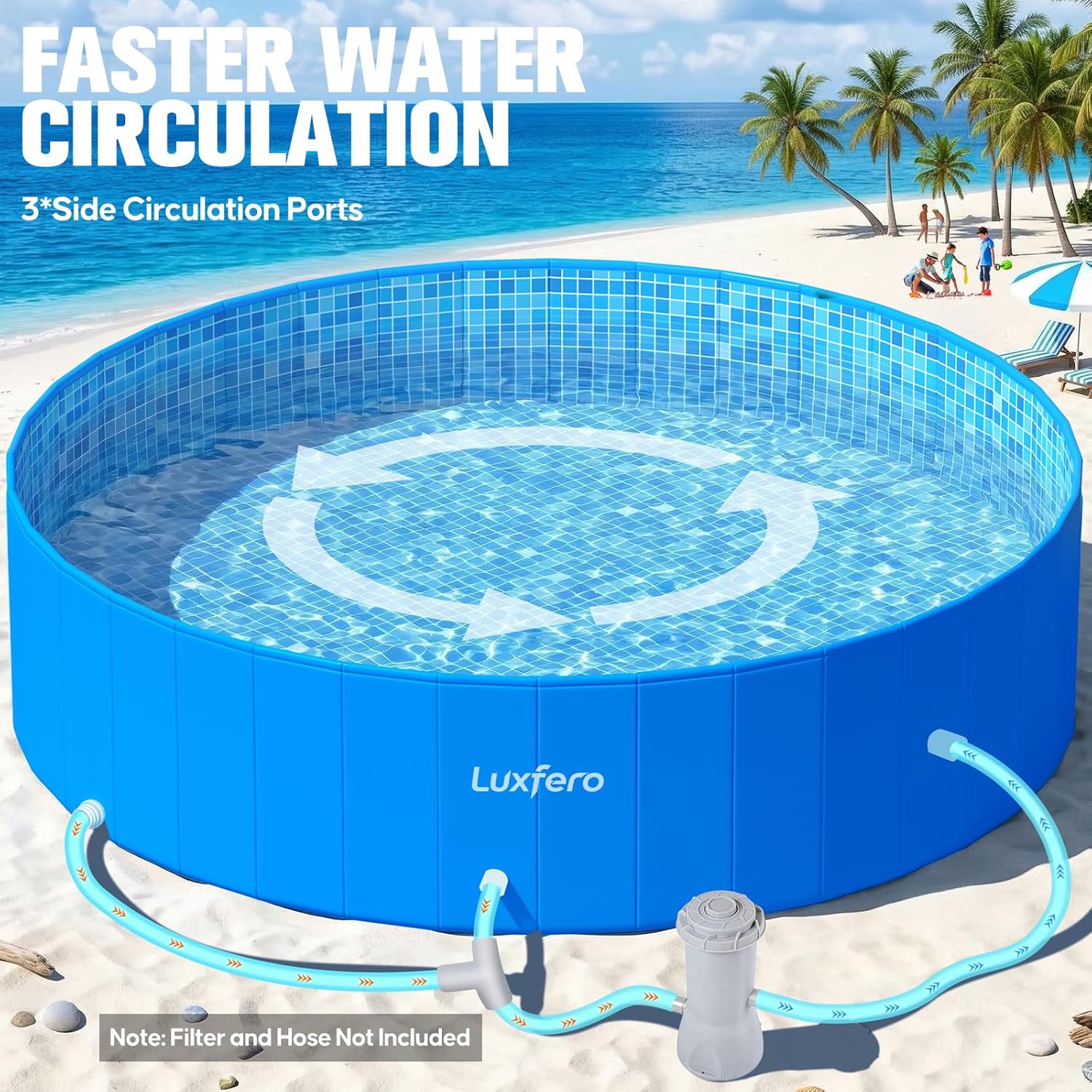 Luxfero - Piscine tubulaire ronde - 228x228x50 cm - cadre métal robuste, pliable