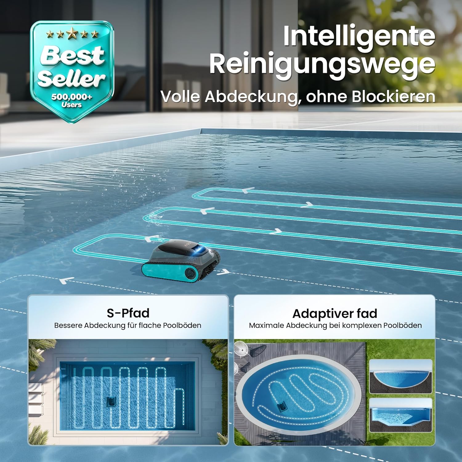 (2026 Upgrade) AIPER Scuba S1 Robot Piscine Nettoyage Sol, Parois & Ligne d’Eau, Autonomie de 270 Min, Filtration Ultra-Fine, Navigation Intelligente, Application & Mises à Jour OTA, Bleu