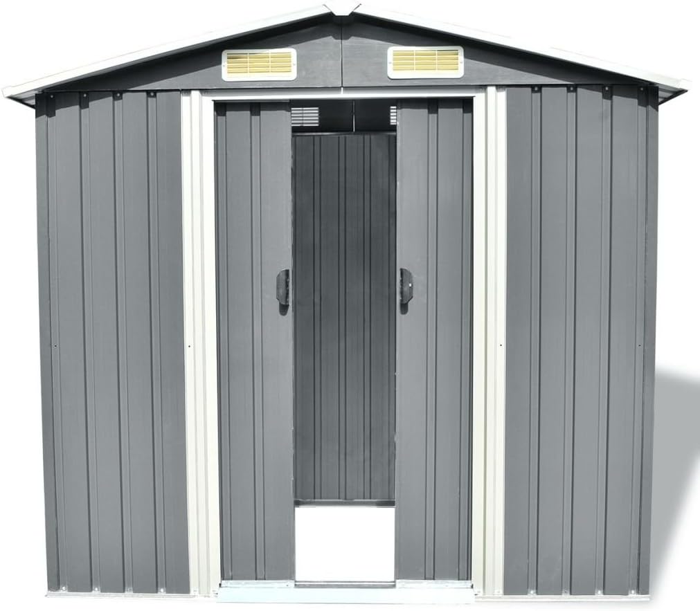 ZEYUAN - abri de jardin métal série - 204x132x186cm, gris, abri outils