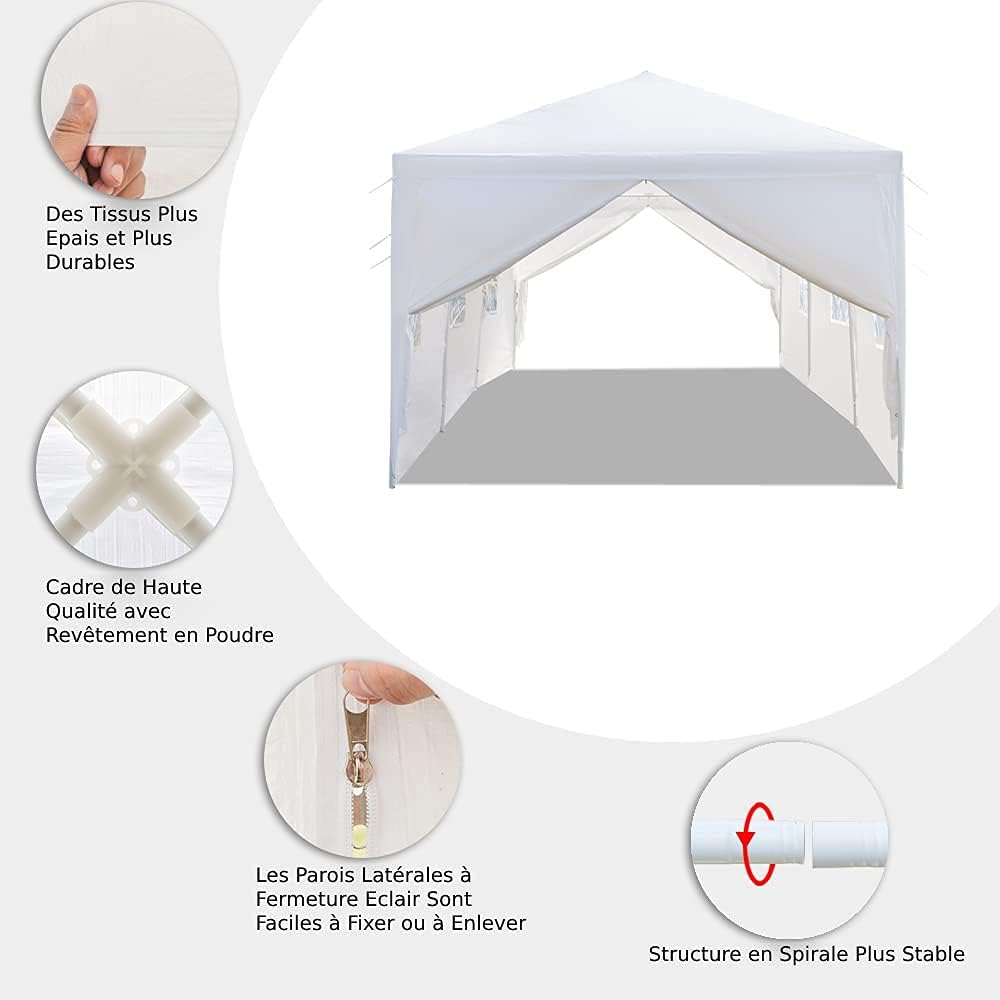 Alightup - tonnelle pliante série PE - 3x9m - imperméable, 8 parois, anti-UV, bâche épaisse