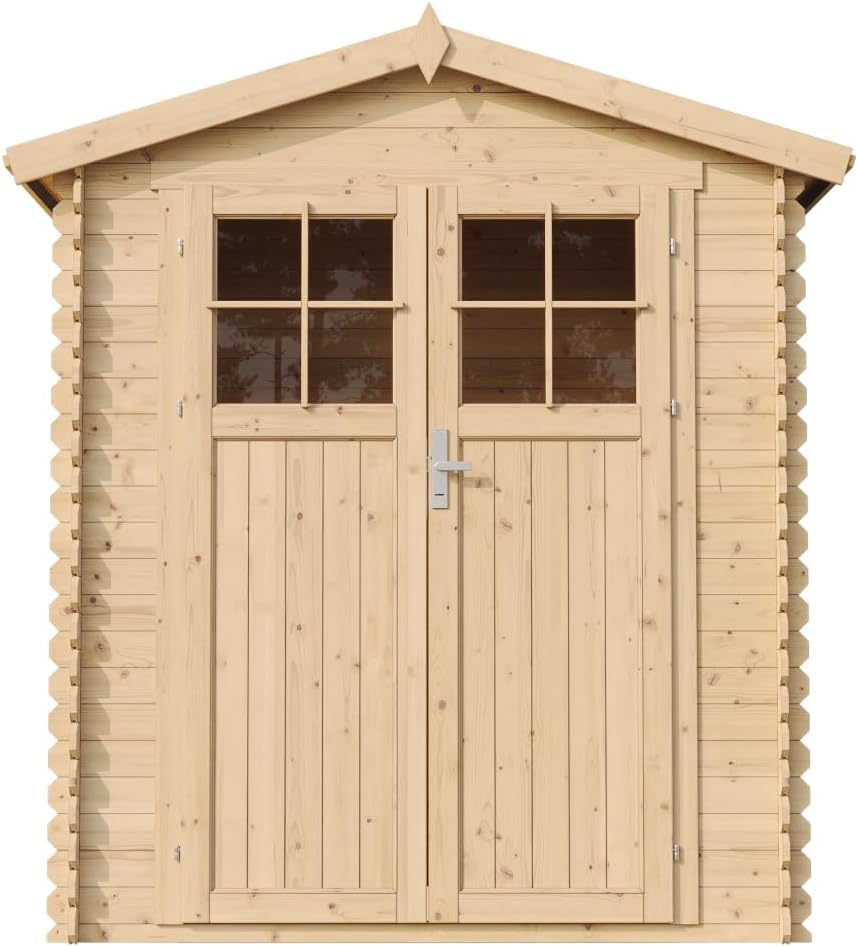 Abri de Jardin en Bois avec Sol TRAITÉ - Stockage extérieur I196xL136xH218 cm/ 1.98 m2 Petit abri à Outils, Local à vélos - TIMBELA M367F+M367G