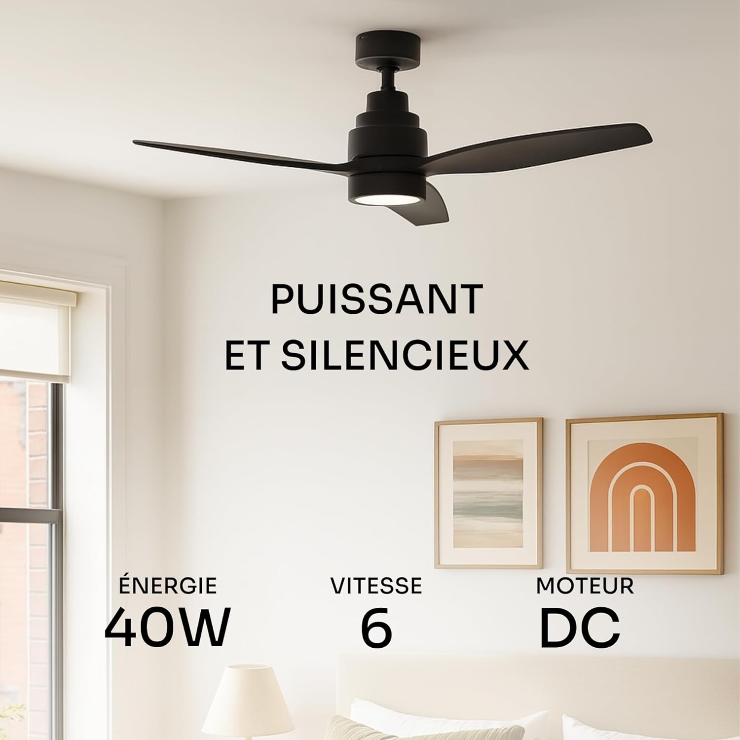 Mellerware - Brizy! Bright - 132cm - ventilateur plafond LED silencieux 45W