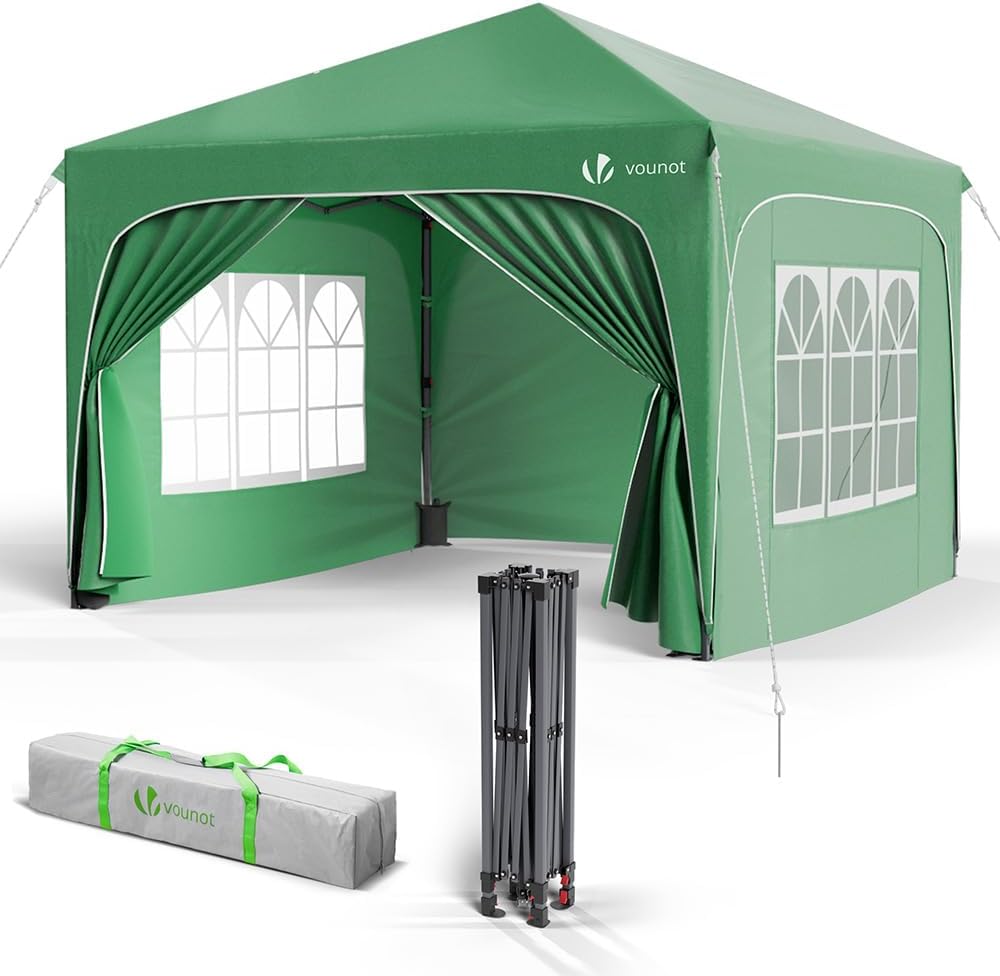 VOUNOT - tonnelle pliante série Jardin - 3x3m - imperméable, anti-UV, hauteur réglable, sac transport