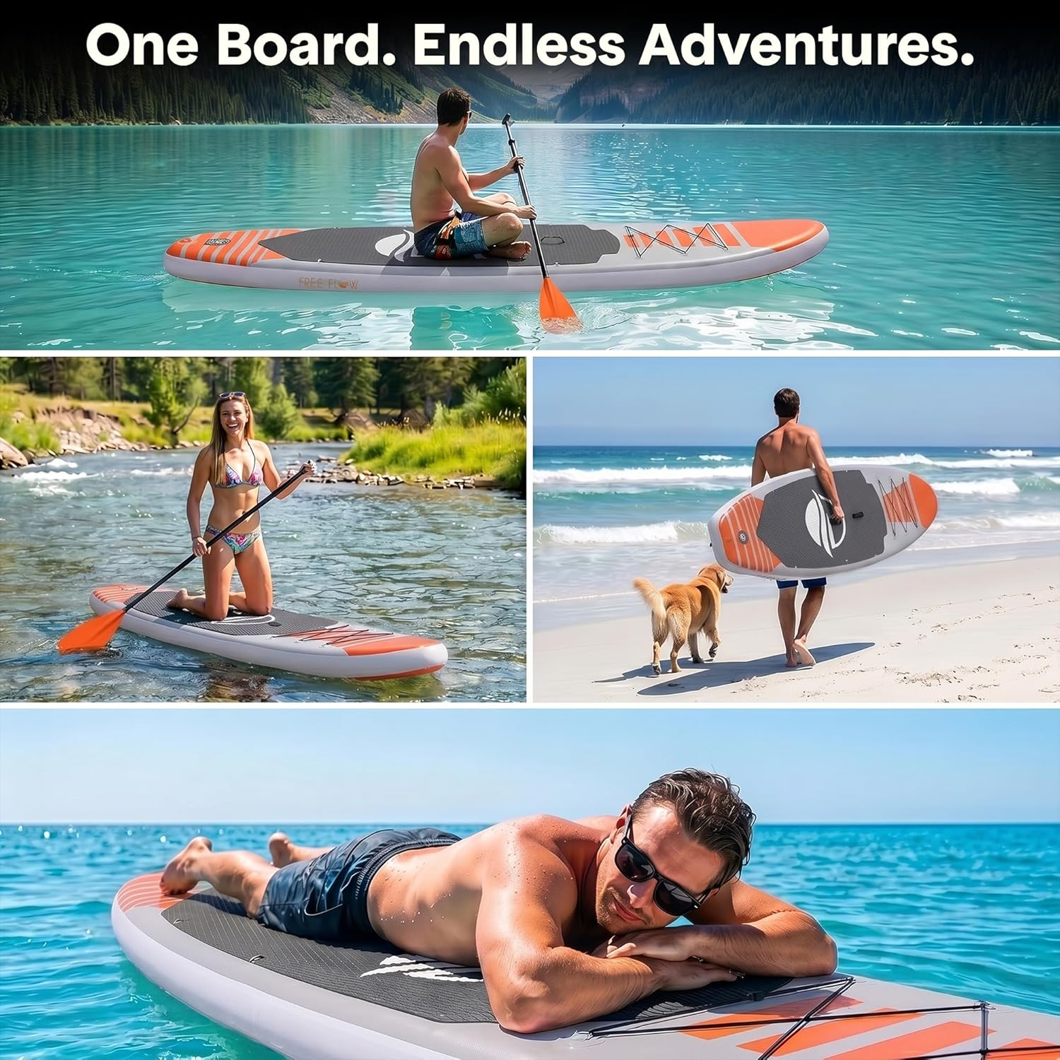SereneLife - Stand Up Paddle gonflable adulte 6” - accessoires complets - pont antidérapant - SLSUPB10