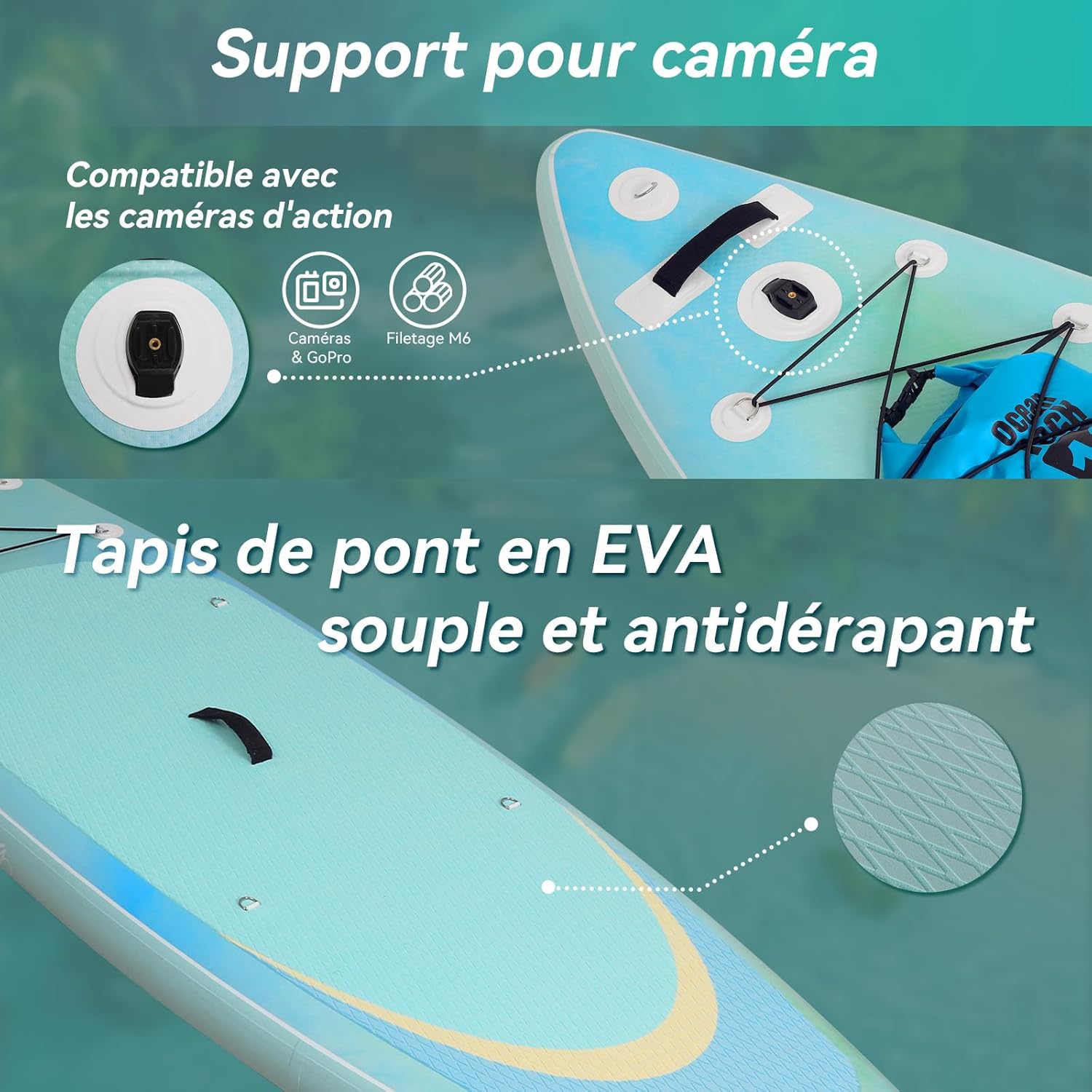 YU YUSING - paddle gonflable adulte - 320/335cm - 2 places, siège kayak, pagaie alu, support caméra, pompe, 150 kg