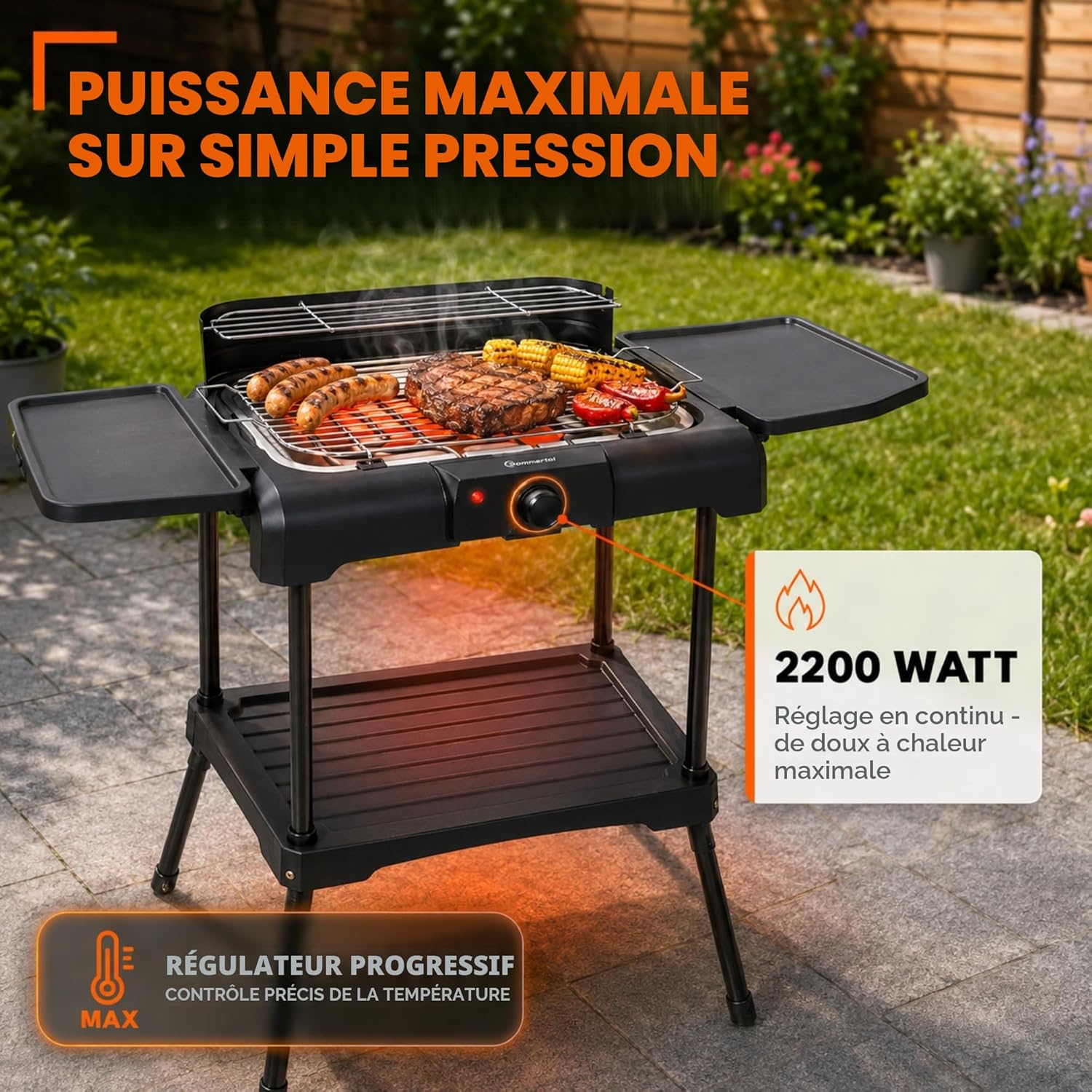 Sommertal - BBQ231 - barbecue électrique 2 en 1, thermostat, stockage, chauffage - BBQ231