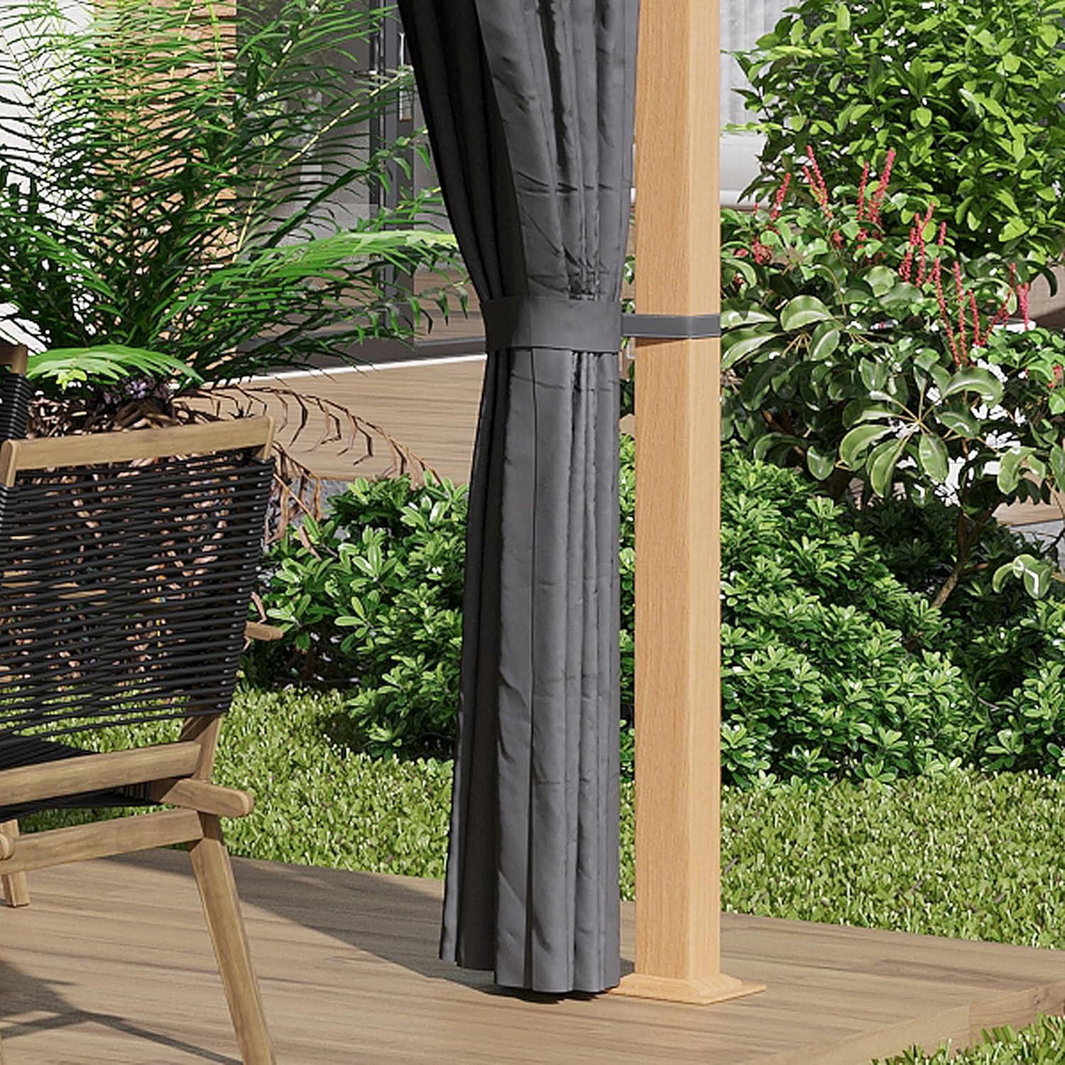Outsunny - Tonnelle aluminium pavillon 4x3m rideaux toit polyester