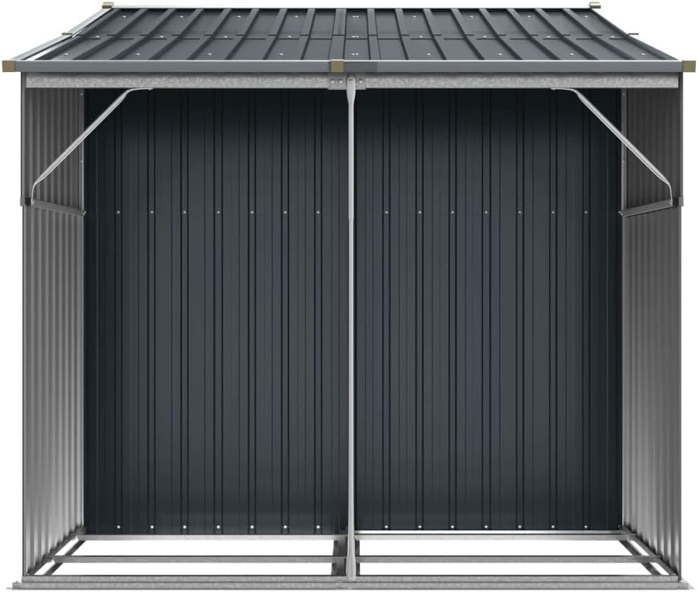 vidaXL Abri de Jardin, Cabane à Outils avec Poignées, Remise à Outils avec Toit Inclinable, Abri de Rangement Patio, Anthracite 277x192,5x179 cm Acier Galvanisé