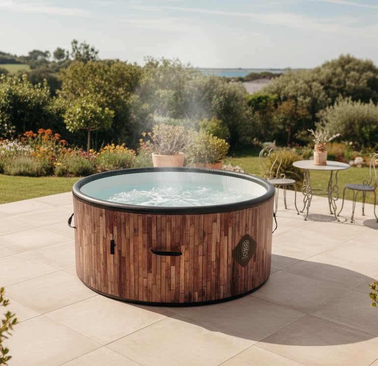 COCO SPA Bali Spa Gonflable - 150 cm de diamètre - 800 litres - Moteur 2240 W - 2 à 4 Personnes - Massage 140 Jets