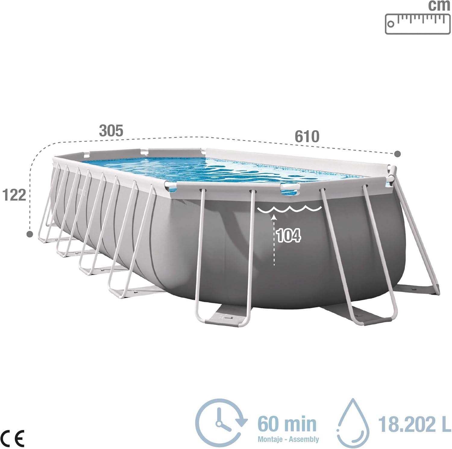 Intex kit Piscine Prism Frame Ovale Tubulaire (l) 6,10 x (l) 3,05 x (h) 1,22m