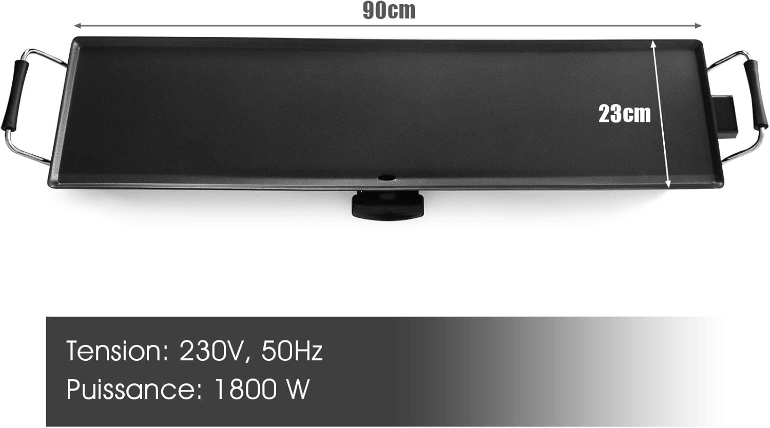 GOPLUS - plancha électrique XXL - 90x23cm - antiadhésive, thermostat ajustable, 8 personnes, 1800W