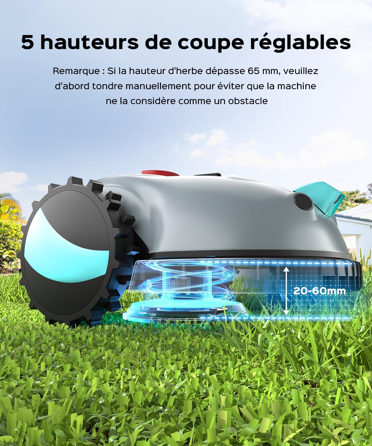YARDCARE - robot tondeuse, navigation visuelle, coupe précise, V100