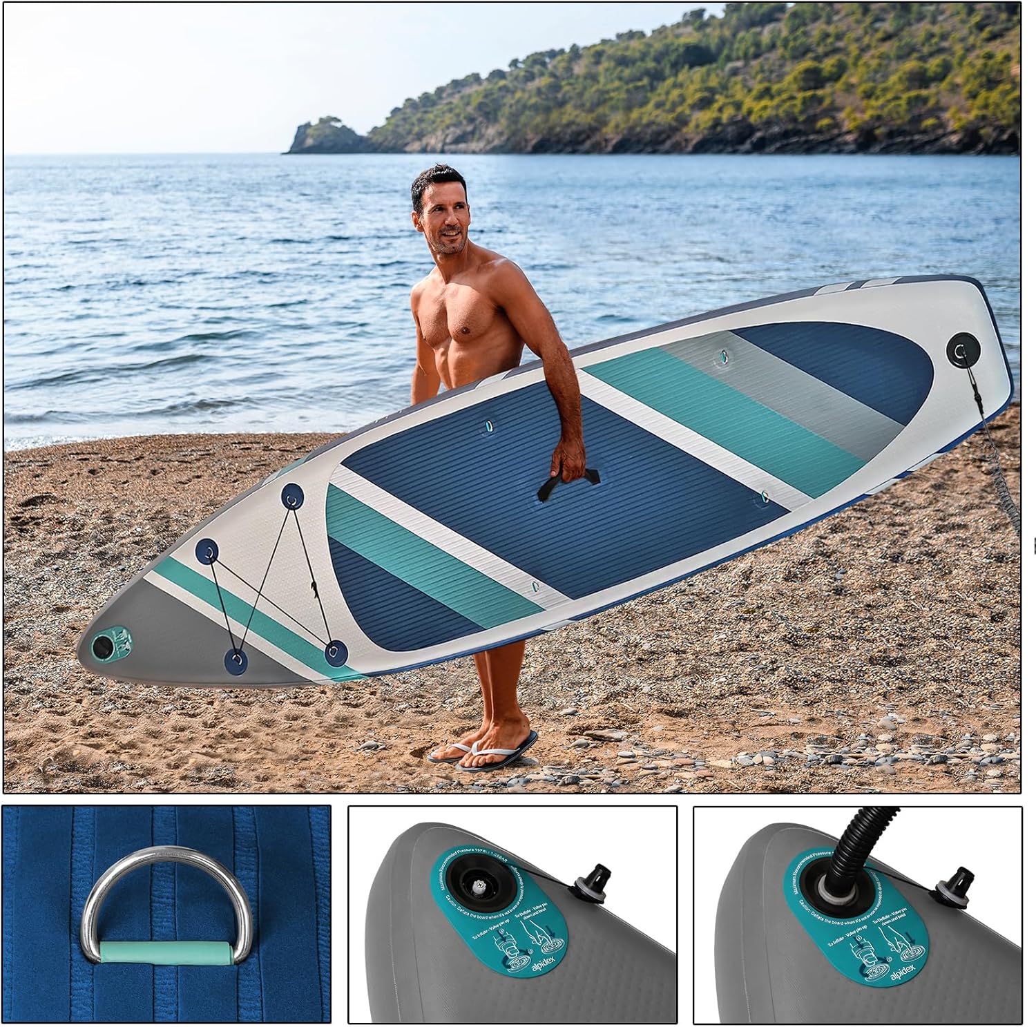 ALPIDEX - Stand Up Paddle Board 320x76x15 cm, gonflable, kit complet