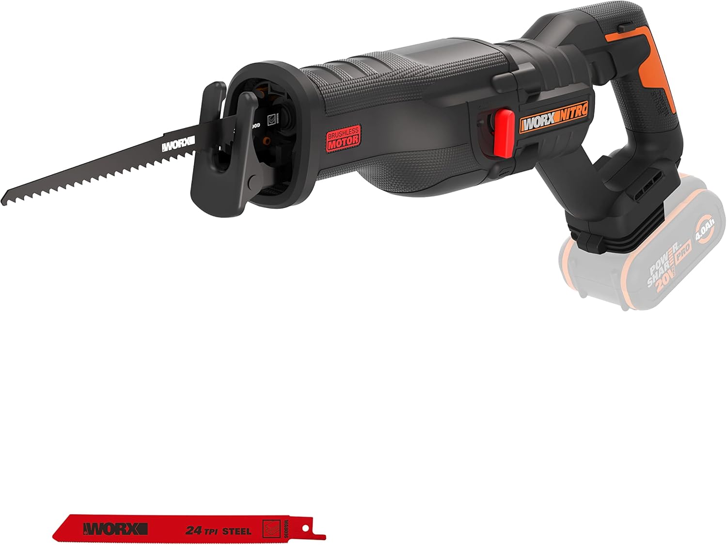 WORX - scie sabre sans fil 20V, 29mm course, moteur brushless - WX516.9