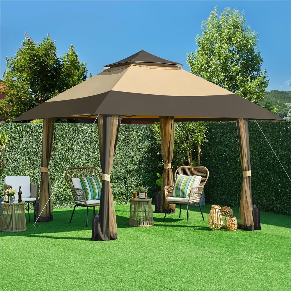 Yaheetech - tonnelle jardin 4x4m - toile moustiquaire, autoportante