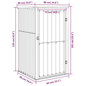L'abri de jardin est la solution parfaite pour vos besoins de rangement. Il possède une grande porte qui s'ouvre vers l'extérieur