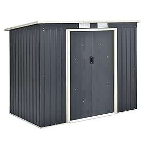 Abri de jardin M en métal avec toit monopente anthracite.