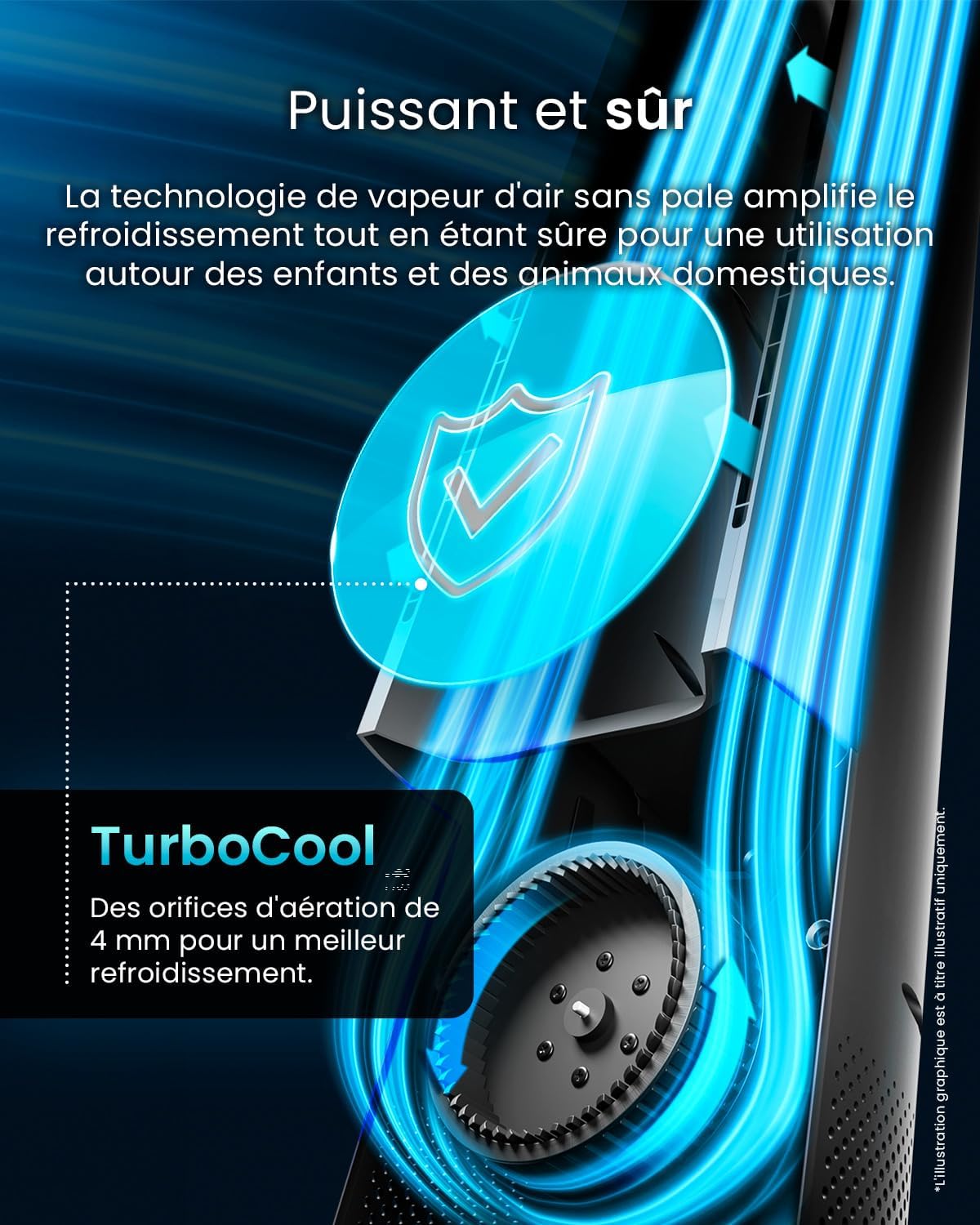Pro Breeze Ventilateur Colonne Sans Pale - Ventilateur Tour Silencieux, Hauteur 101 cm avec 6 Vitesses, Oscillation 60°, Ventilateur Sans Lame Rafraichisseur d'Air Bladeless Noir