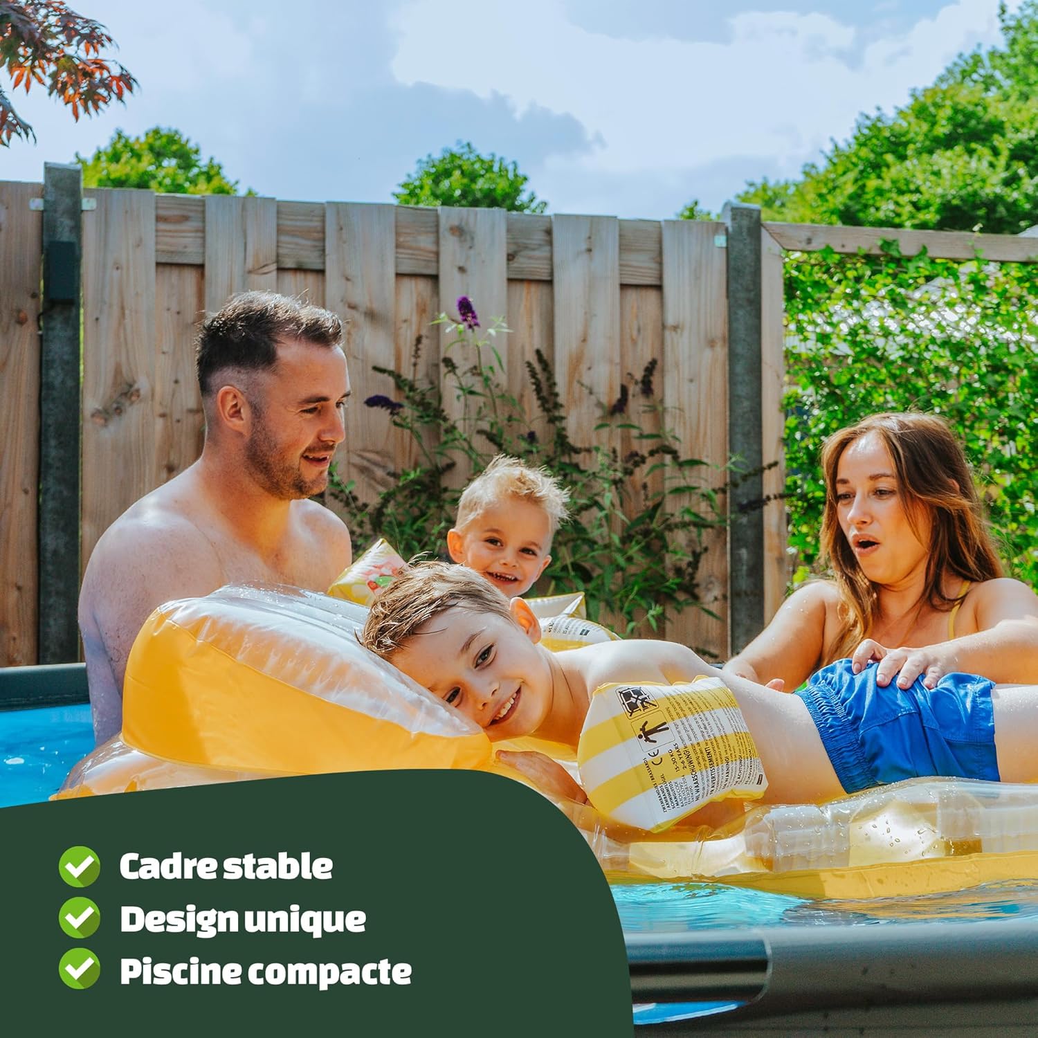 EXIT Toys - Piscine Tubulaire Lime - 300x76cm - Pompe filtrante, entrée basse, cadre stable, vert