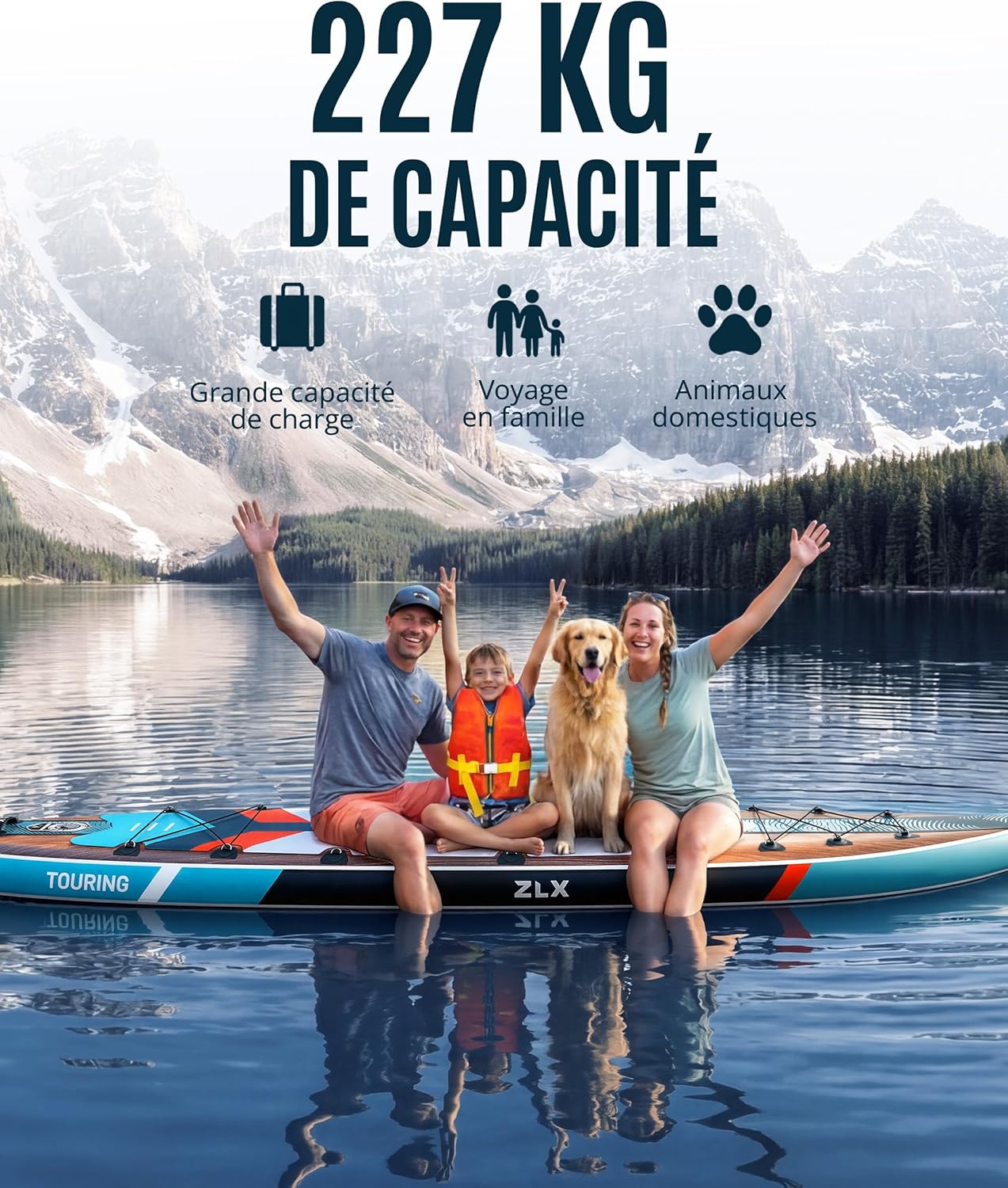 ZLX - Planche Paddle Touring - 350cm - rapide, stable, siège kayak, charge 180kg