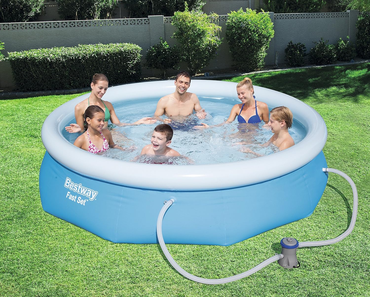 Bestway - Piscine gonflable hors sol ronde Fast Set diamètre 305 cm hauteur 76 cm avec pompe de filtration