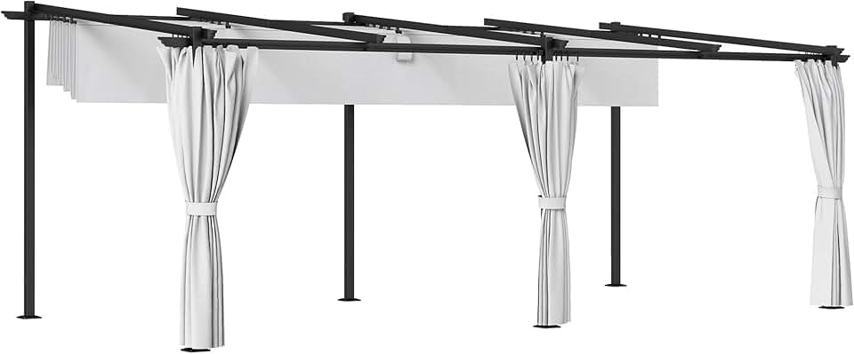 Outsunny - pergola rétractable - 3x6m - rideaux latéraux, UPF30+