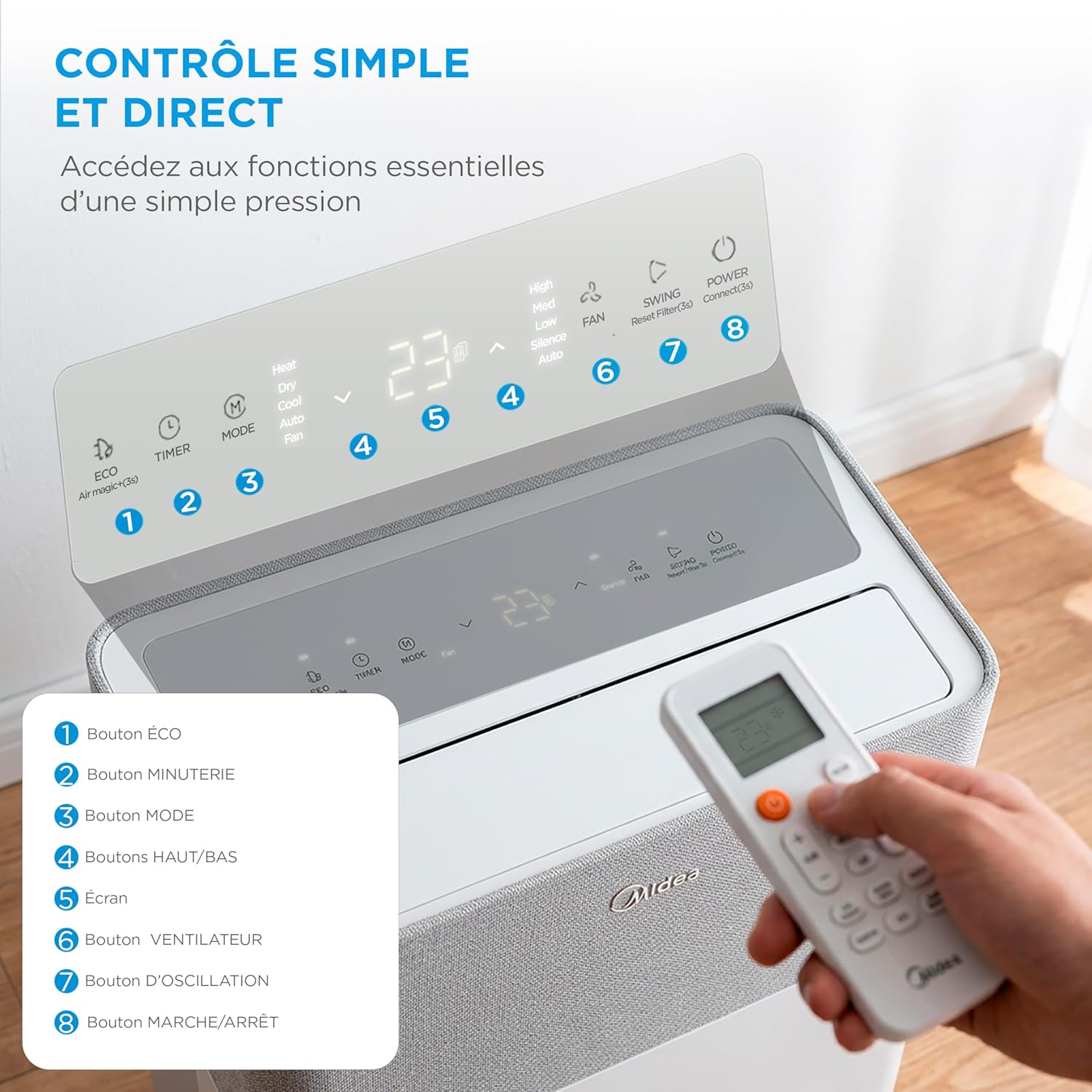 Midea - PortaSplit 12000BTU - 3,5kW, 4-en-1, silencieux, portable MIDEA
