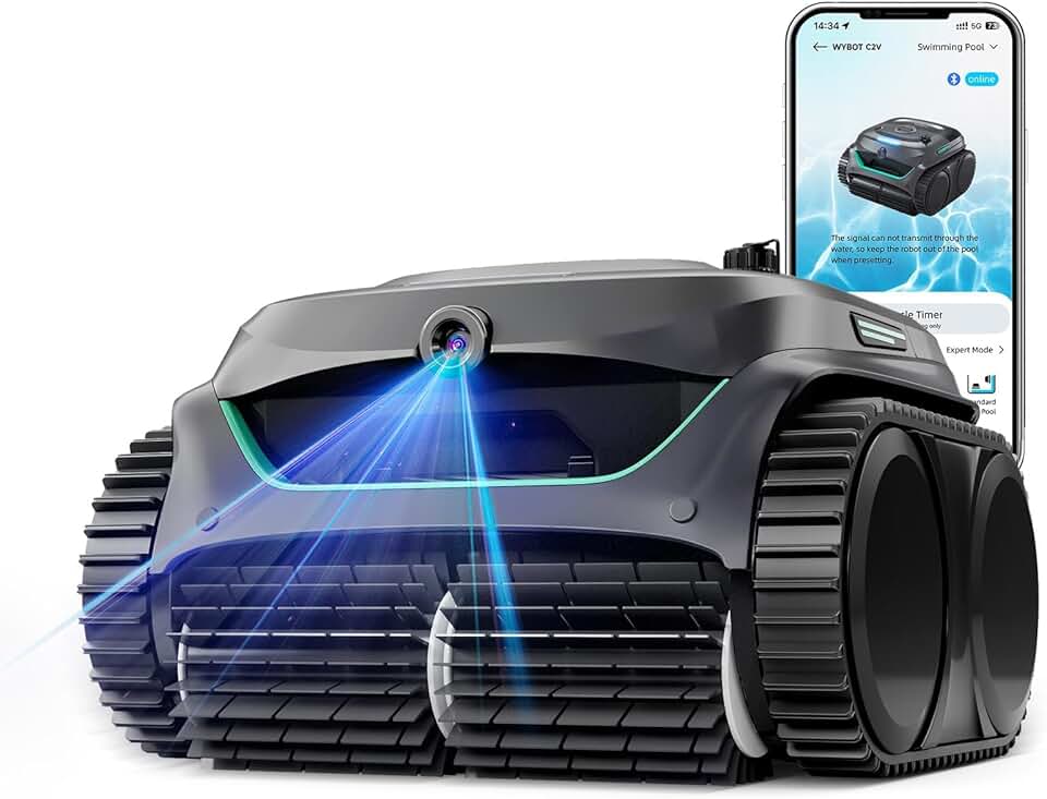 WYBOT - Robot piscine C2 Vision AI - 180m² - sol/mur, caméra, sans fil