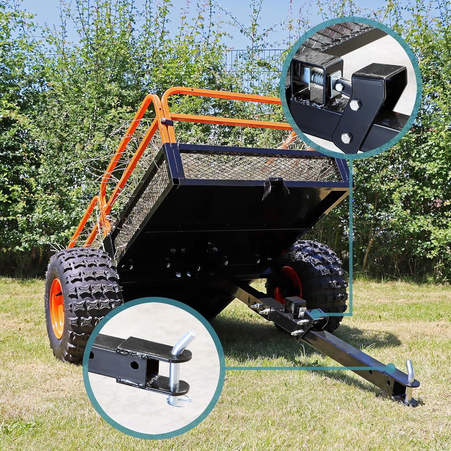 Wiltec – Remorque basculante – 2159x1219x762 mm – capacité 680 kg, grille et parois amovibles