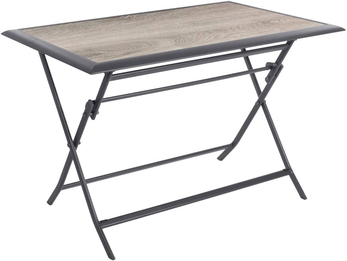 Hespéride - Azua - table pliante rectangulaire, 4 places, aluminium epoxy, gris fumé