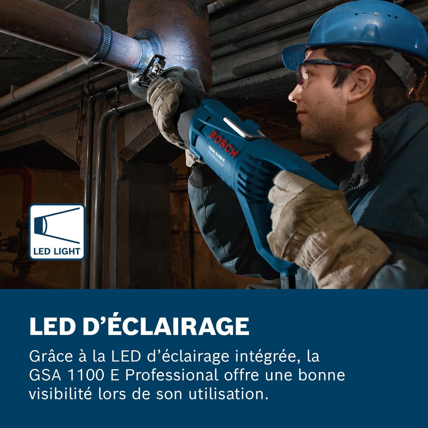 Bosch Professional - Scie alternative série GSA 1100 E - 1100W, poignée ergonomique, éclairage LED - GSA 1100 E