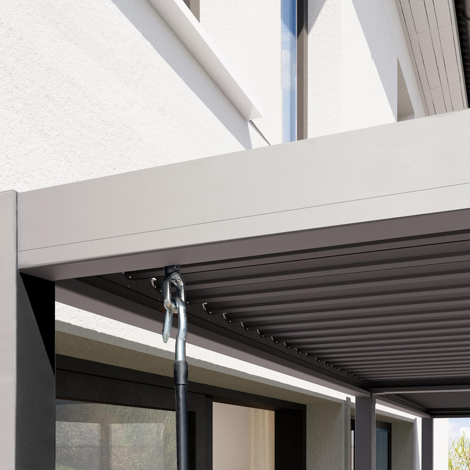 Primeyard - Pergola série Acier - 3x6 m - alu, lames orientables, gris
