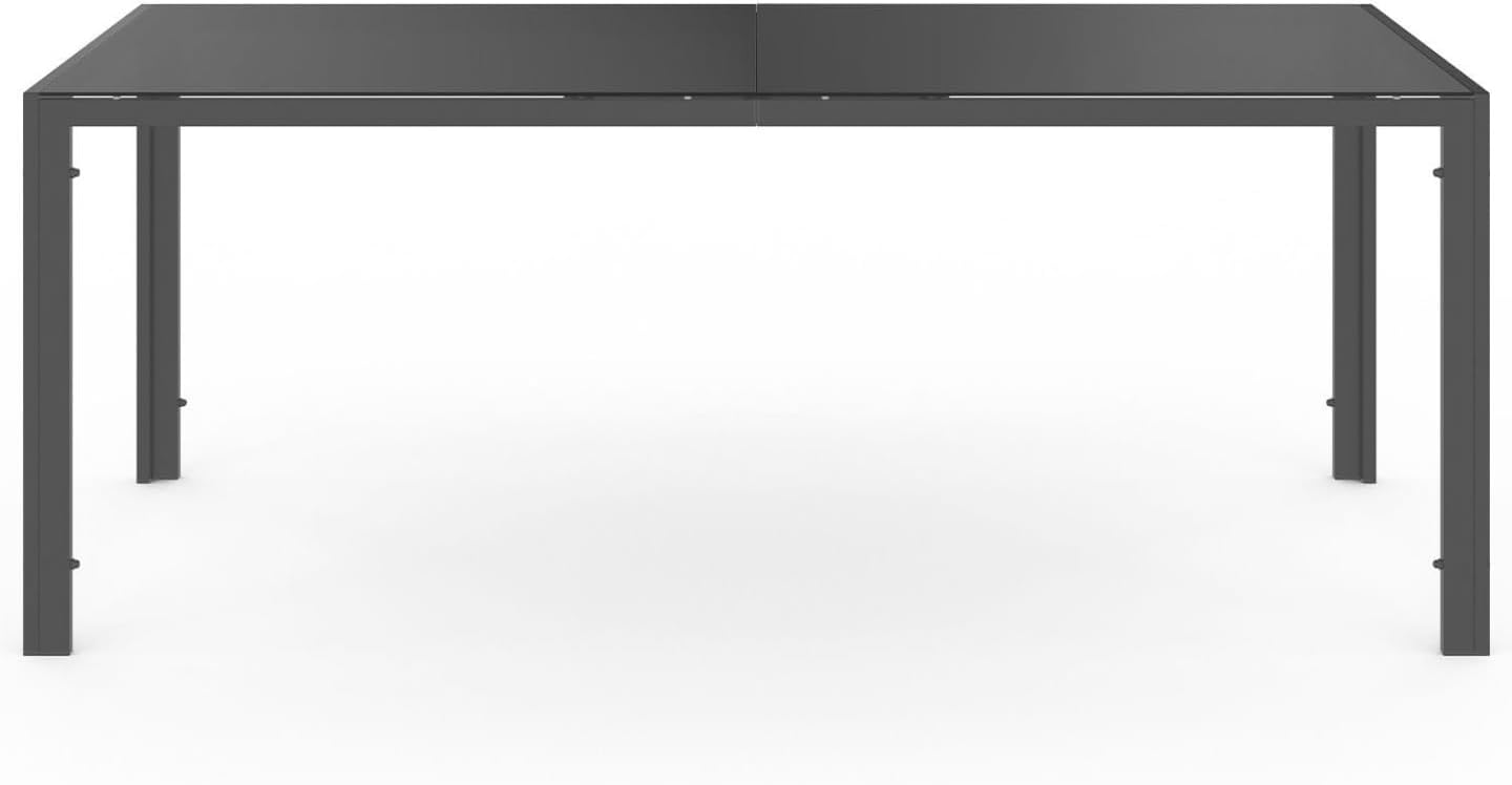 IDMarket - Salon Thelma - table 190 cm + 8 chaises empilables - gris anthracite