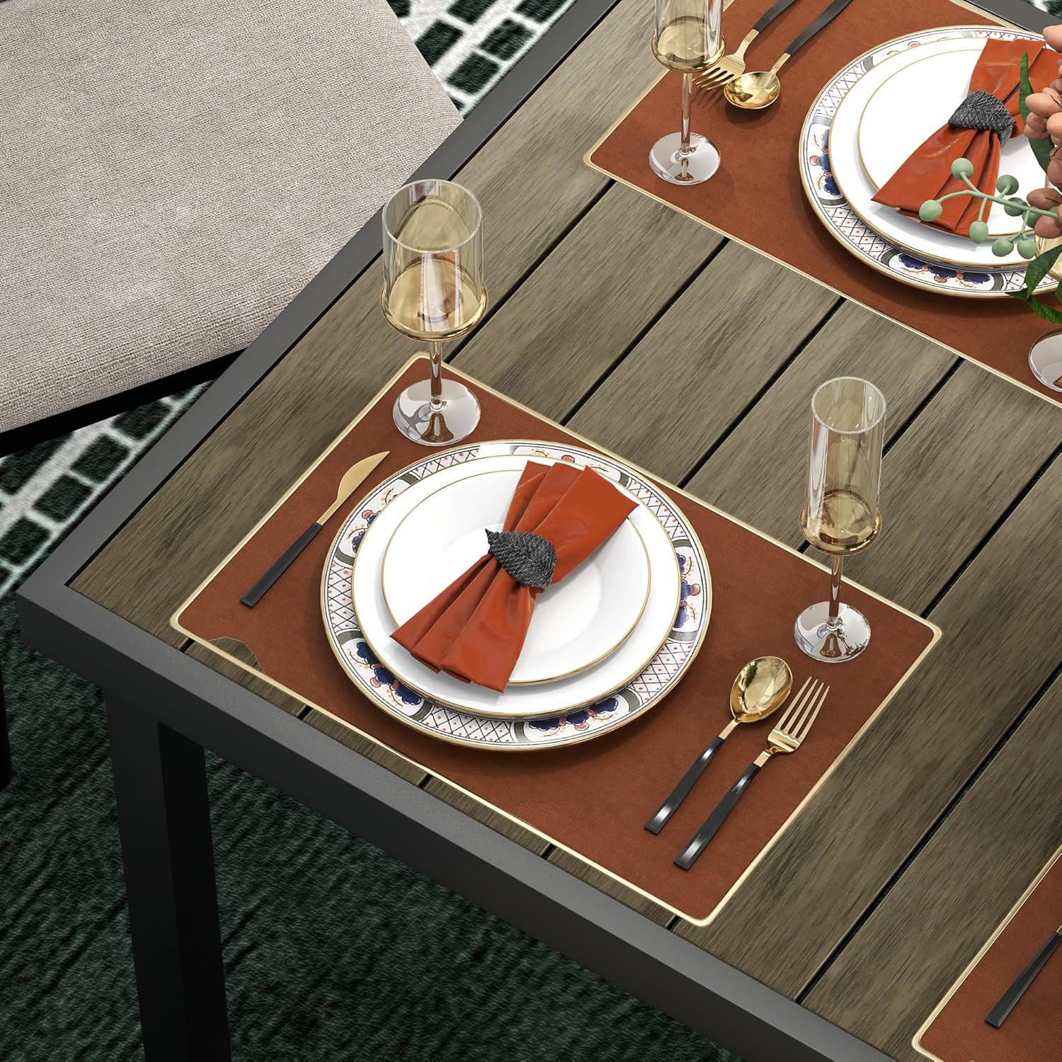 Outsunny - Table de jardin aluminium 8 pers - 190x90x74 cm - marron