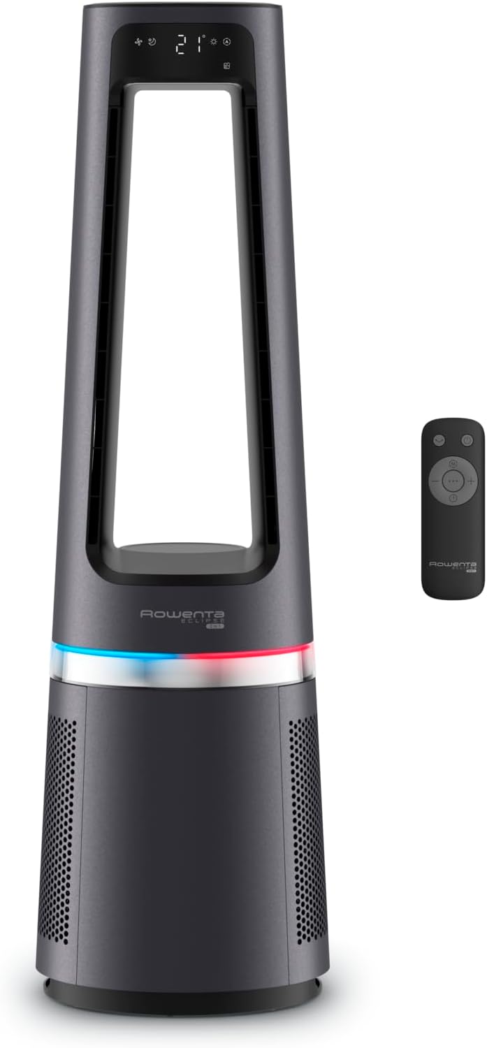 Rowenta - Eclipse 3-en-1 - ventilateur purificateur silencieux, 12 vitesses, chauffe et minuteur QU5062F0