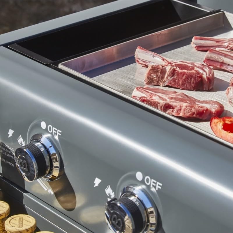 Brasero - Plancha Lola sur chariot, 88x35,5cm, 4 brûleurs gaz, 9,6kW