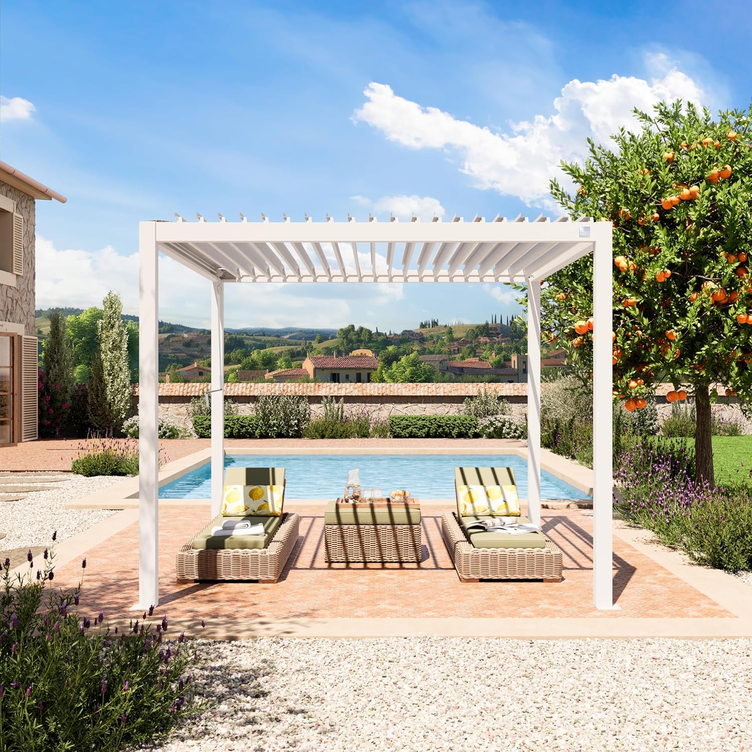 PRIMEYARD - Pergola série acier/aluminium - 3x3m - Lames orientables
