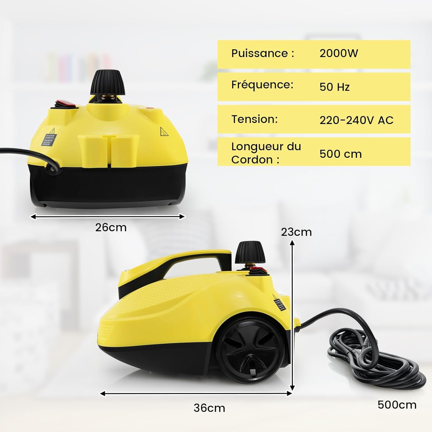 RELAX4LIFE - nettoyeur vapeur 1,9L - 2000W, 5 bar, 15 accessoires