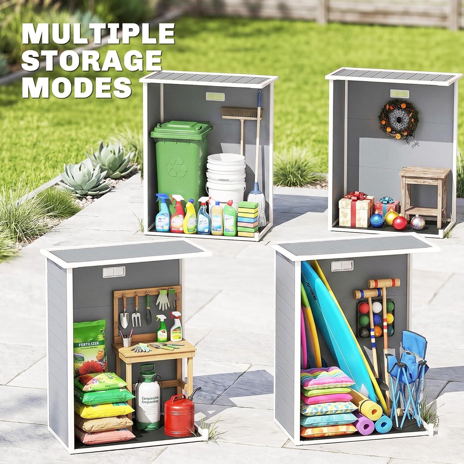 Outsunny - Abri de Jardin 1,14 m² - Porte verrouillable, aération et fenêtre - 151Lx92lx193H cm - Plastique, Gris - YJD1