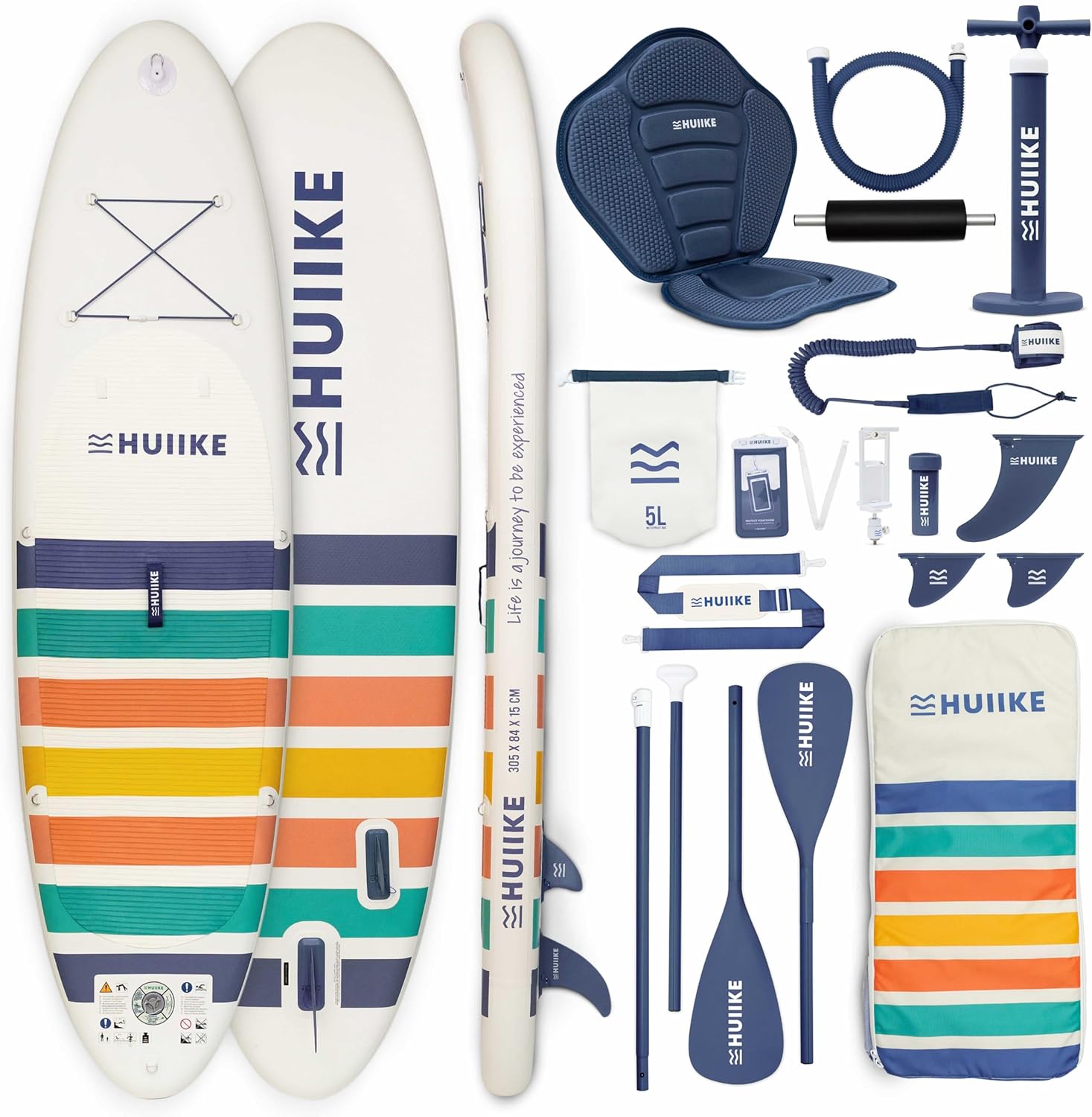 HUIIKE - Paddle gonflable adulte, 305x84x15cm, stabilité, 130kg