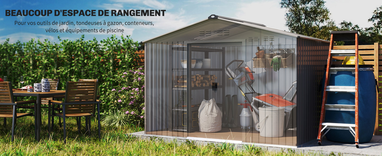 Vues extérieures de bâtiments industriels ou commerciaux modernes avec revêtement métallique, présentées sous différents angles dans un cadre rural ou suburbain.