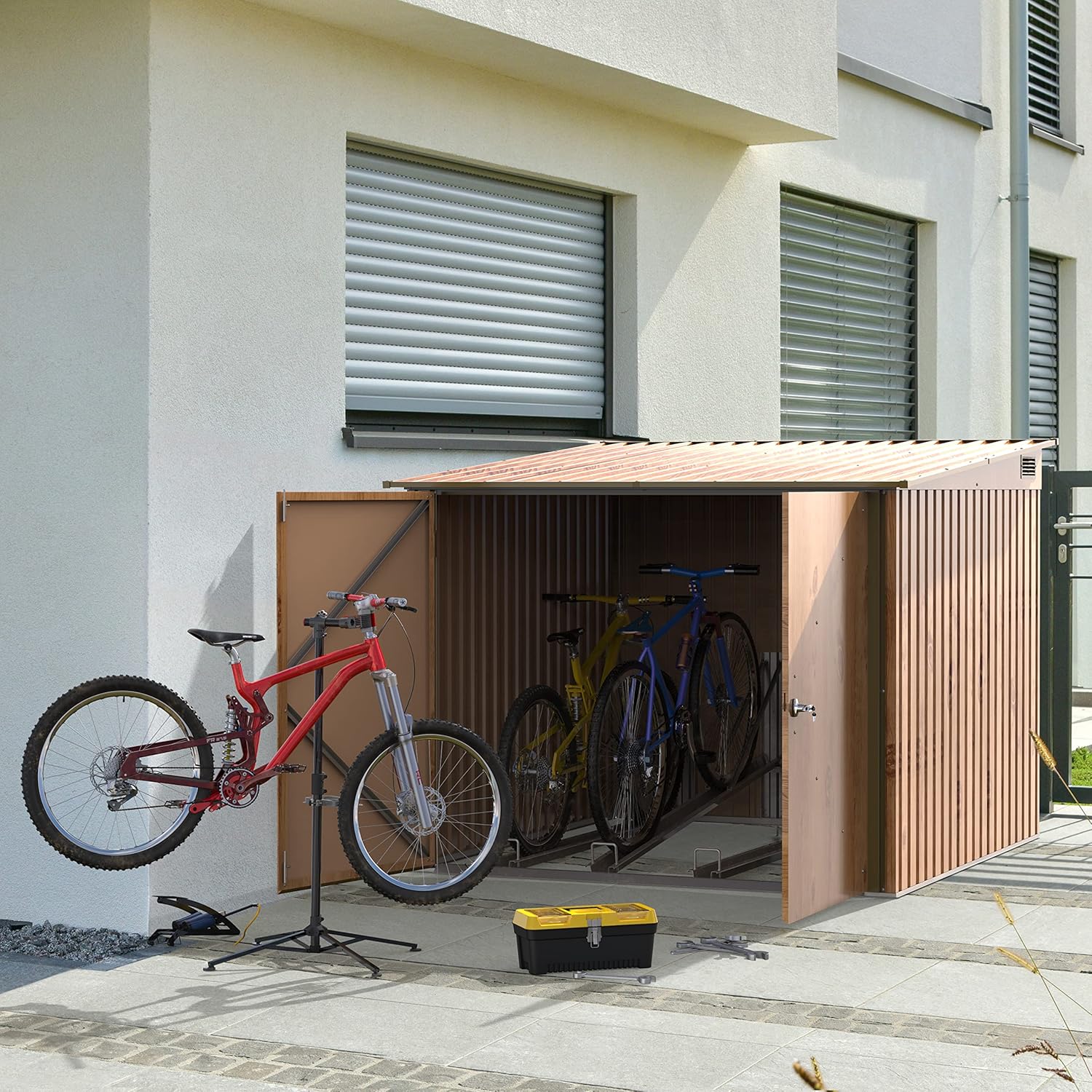 Duramax - Abri à vélos 4 vélos - 203x202x140 cm - métal, portes verrouillables