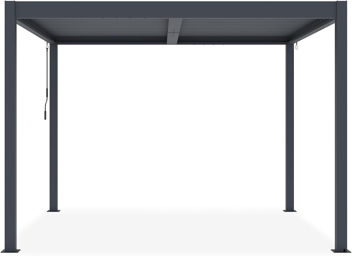 CAZEBOO - Piana - 3x3 m - Pergola bioclimatique alu, lames acier