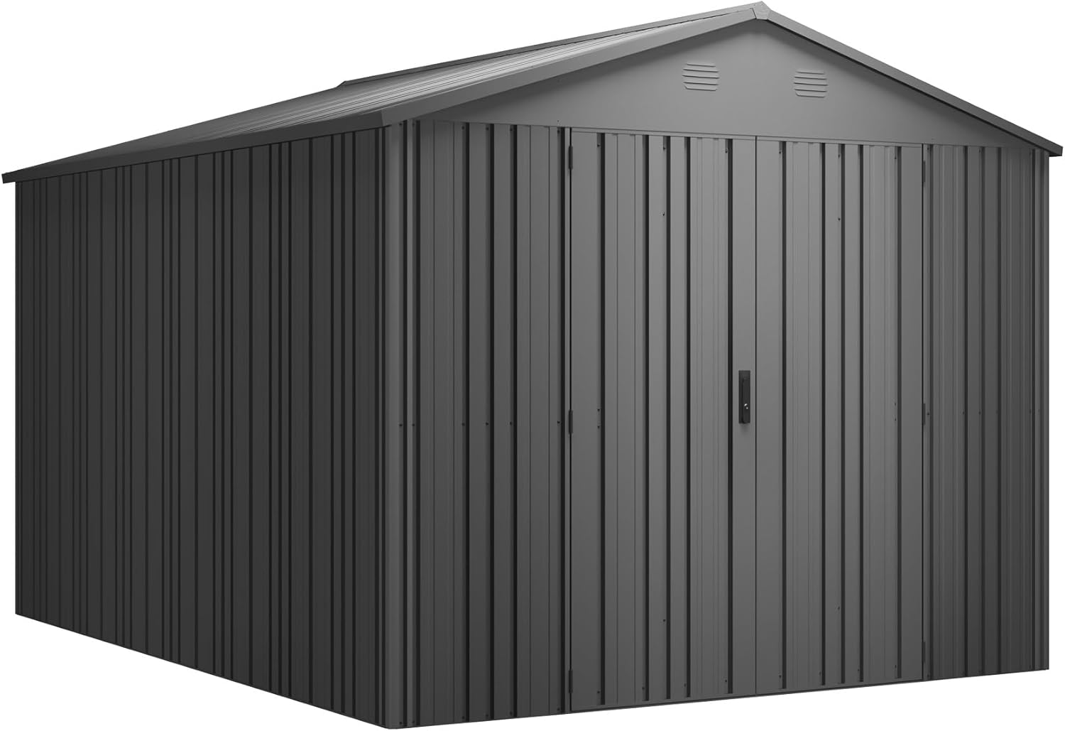Hoggar - abri métal Pioneer - 262x303x213cm - portes renforcées, serrure clé, piliers en V, plafond robuste Y90