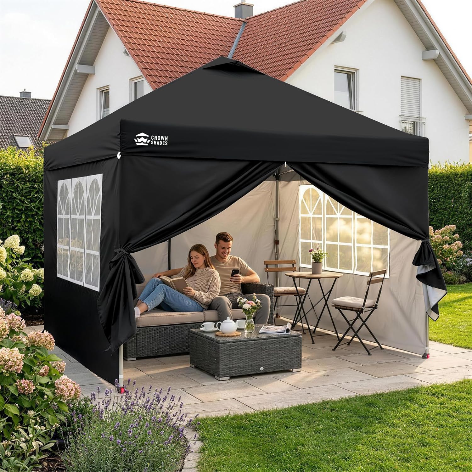 Crown Shades - Tonnelle pliante 3x3m imperméable, P/Pop-Up, 4 parois amovibles, Sac, UPF 50+ - CN0032