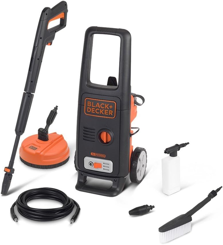 Black+Decker Nettoyeur Haute Pression BXPW1600PE avec Patio Cleaner et Brosse Fixe (1600 W, 125 Bar, 420 l/h)